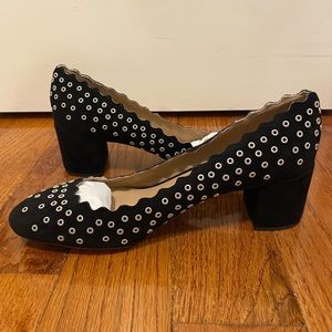 New Chloe Velvet Scalloped Lauren Pumps Studded